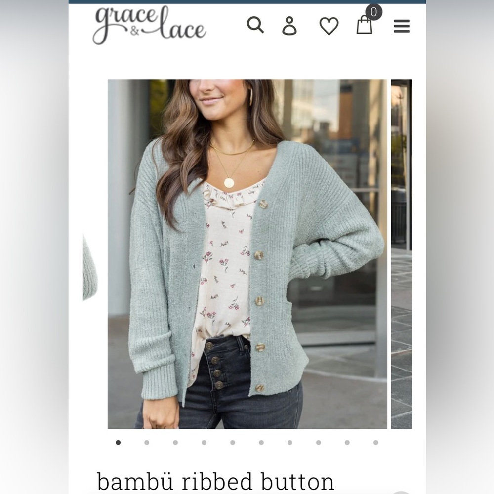 Grace & Lace Bambu ribbed cardigan in Mist sz M
